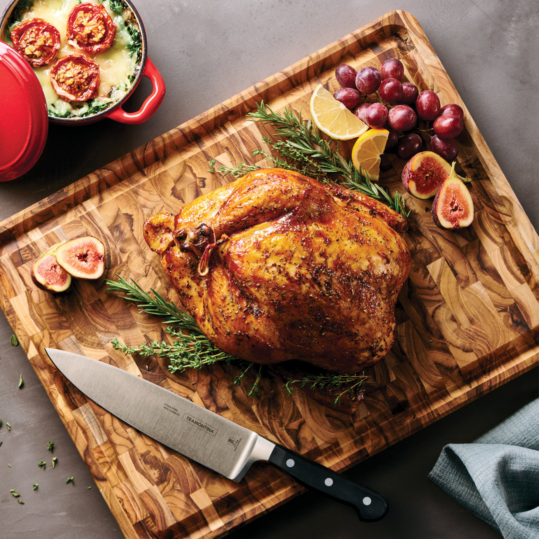 Tramontina 17.75 in x 13.5 in Teak Wood End-Grain Chopping Board